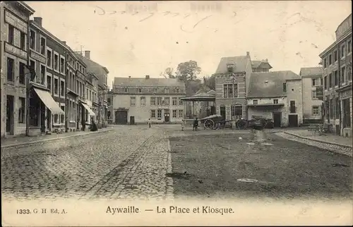 Ak Aywaille Wallonia Lüttich, Place et Kiosque