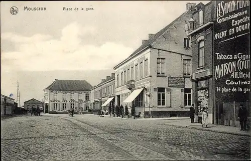 Ak Mouscron Wallonien Hennegau, Place de la Gare