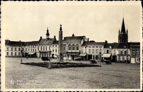 Ak Ronse Ostflandern, Ansicht vom großen Markt, Denkmal, Obelisk