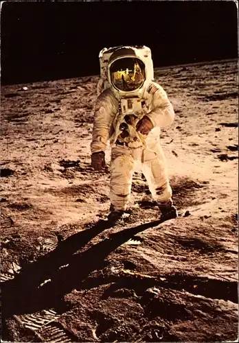 Ak Astronaut Buzz Aldrin auf dem Mond