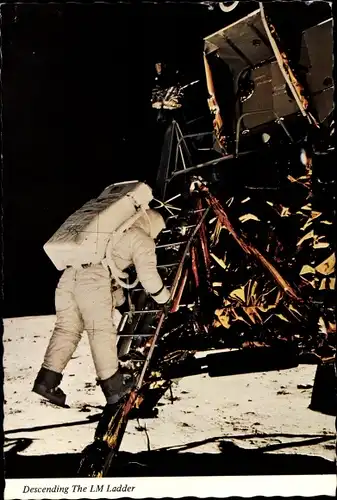 Ak 21 Juli 1969, Astronaut Buzz Aldrin betritt den Mond, Neil Armstrong