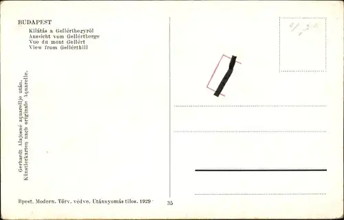 Künstler Ak Budapest Ungarn, Aussicht vom Gellertberg