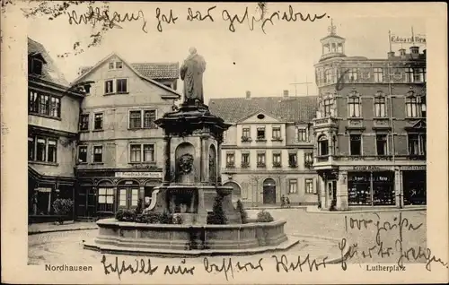 Ak Nordhausen am Harz, Lutherplatz