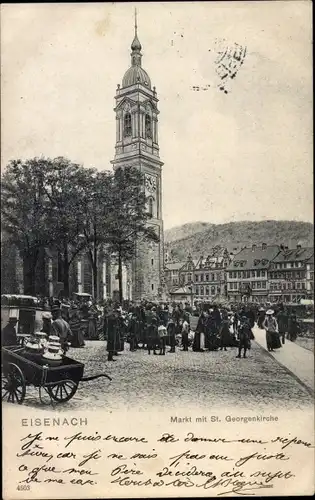 Ak Lutherstadt Eisenach in Thüringen, Markt, St. Georgenkirche