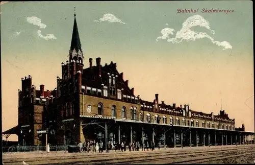 Ak Skalmierzyce Alt Skalmierschütz Posen, Bahnhof, Gleisseite