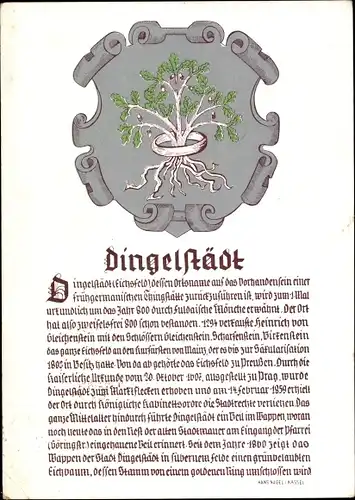 Wappen Ak Dingelstädt Eichsfeld Thüringen, Eichsfelder Heimatfest 1939