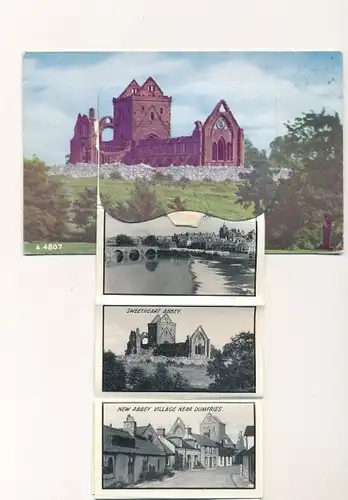 Leporello Ak Dumfries Schottland, New Abbey Village, Sweetheart Abbey