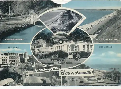 Mechanischer Ak Bournemouth Dorset England, Pier, Bucht, Pleasure Gardens, Platz