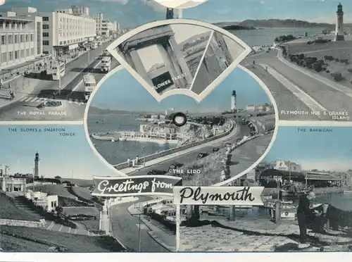 Mechanischer Ak Plymouth Devon England, The Lido, The Royal Parade, The Barbican