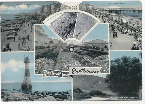 Mechanischer Ak Eastbourne East Sussex England, Leuchtturm, Promenade, große Parade