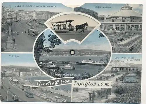 Mechanischer Ak Douglas Isle of Man, Promenade, Gärten, Bucht, Villa Marina