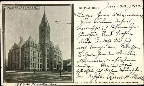 Ak Saint Paul Minnesota USA, Gerichtsgebäude, Stadt Halle
