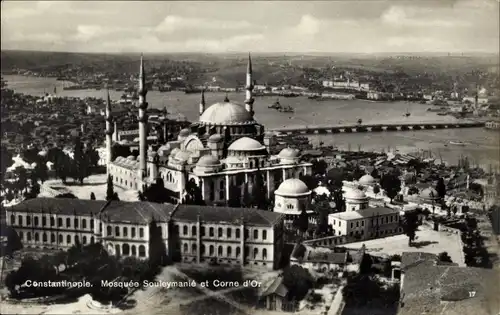 Ak Konstantinopel Istanbul Türkei, Mosquee Souleymanie et Corne d'Or, Süleymaniye Moschee