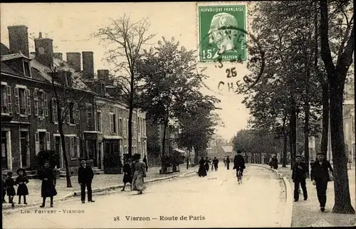 Ak Vierzon Cher, Route de Paris