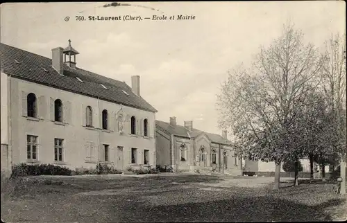 Ak Saint Laurent Cher, Ecole et Mairie