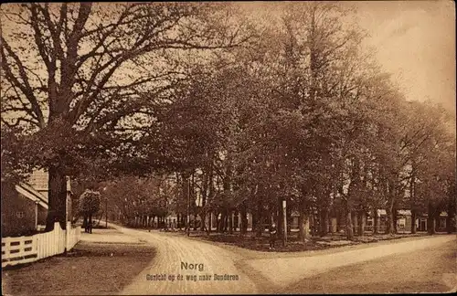 Ak Norg Drenthe Niederlande, Blick auf die Straße nach Denderen