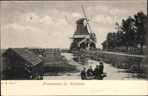 Ak Zuidlaren Drenthe Niederlande, Plankensloot, Molen