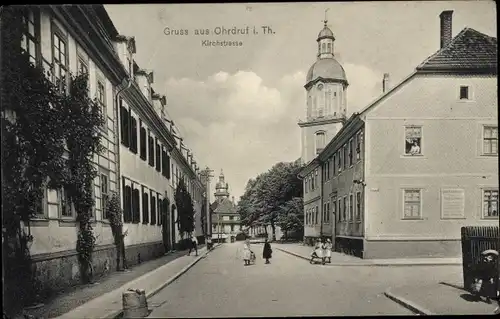 Ak Ohrdruf, Kirchstrasse, Kirche, Kinder