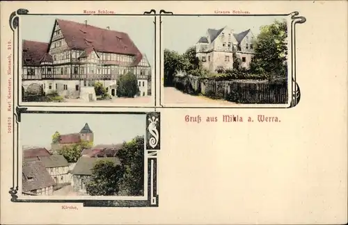 Ak Mihla in Thüringen, Kirche, Rotes Schloss