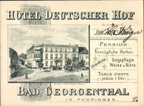 Litho Georgenthal in Thüringen, Hotel Deutscher Kaiser