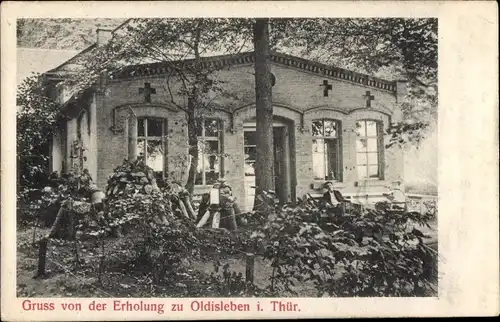 Ak Oldisleben am Kyffhäuser Thüringen, Gebäude, Holz