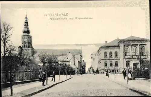 Ak Hansestadt Greifswald, Nicolaikirche, Papenstraße