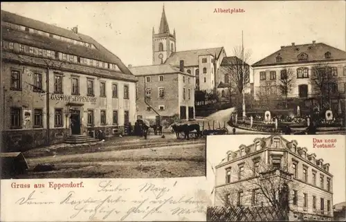 Ak Eppendorf in Sachsen, Albertplatz, Neues Postamt