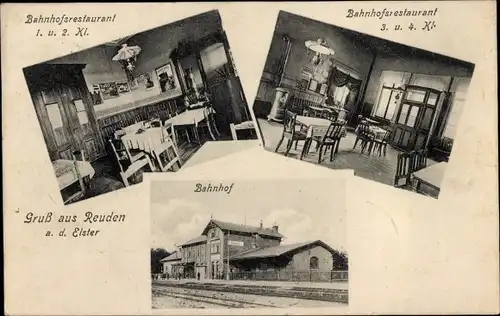 Ak Reuden Zeitz im Burgenlandkreis, Bahnhof, Bahnhofsrestaurant