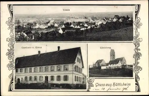 Ak Hüttisheim Baden Württemberg, Kirchberg, Gasthaus zum Kreuz, Totalansicht