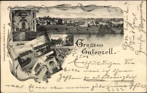 Ak Gutenzell Hürbel Oberschwaben Württemberg, Schloss, Kirche, Totalansicht