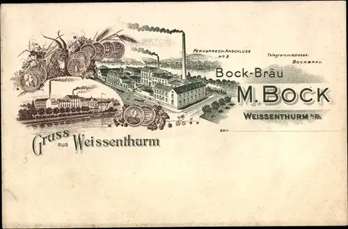 Litho Weißenthurm am Rhein, Brauerei Bock-Bräu