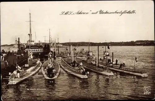 Ak Deutsches Kriegsschiff, SMS Acheron, Deutsche U Boote, Unterseebootsflottille, U 13, U 5, U 11