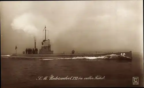 Ak Deutsches U Boot, SM U 16, Unterseeboot in voller Fahrt, Kaiserliche Marine