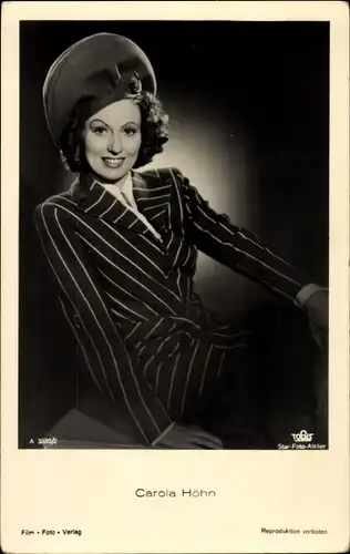 Ak Schauspielerin Carola Höhn, Portrait, Hut