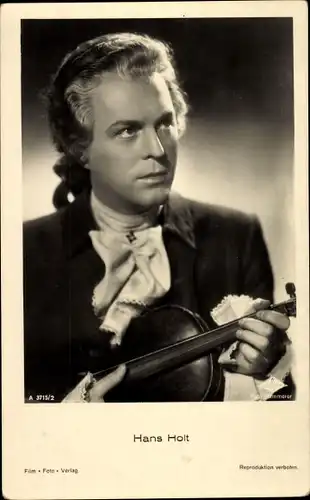 Ak Schauspieler Hans Holt, Portrait, Violine, Film Foto Verlag A 3715/2