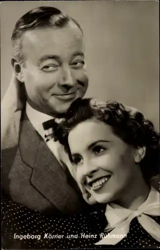 Ak Schauspielerin Ingeborg Körner, Heinz Rühmann, Portrait, Keine Angst vor großen Tieren