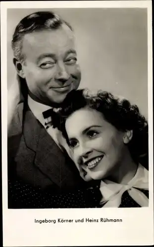 Ak Schauspielerin Ingeborg Körner, Heinz Rühmann, Portrait, Keine Angst vor großen Tieren