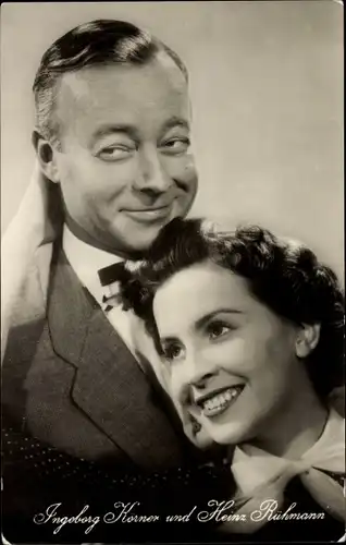 Ak Schauspielerin Ingeborg Körner, Heinz Rühmann, Portrait, Keine Angst vor großen Tieren