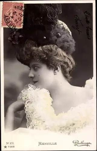 Ak Schauspielerin Manville, Portrait, Profilansicht
