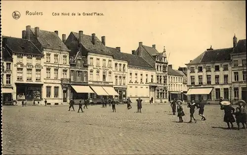 Ak Roeselare Roeselaere Rousselare Roulers Westflandern, De Noordkant der Groote Markt