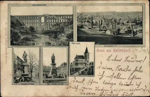 Ak Reichenbach im Vogtland, Panorama, Schöne Aussicht, Denkmäler, Göltzschtalbrücke