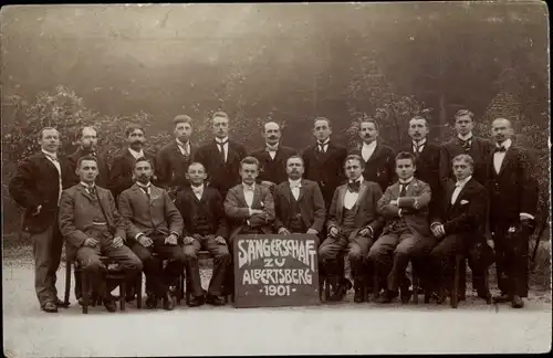 Foto Ak Albertsberg Auerbach im Vogtland, Sängerschaft, Gruppenbild 1901