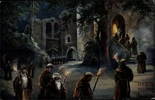 Ak Oybin in Sachsen, Mönchszug, Fackeln