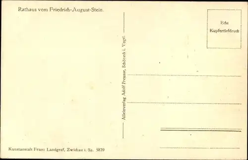 Ak Schöneck im Vogtland, Rathaus vom Friedrich August Stein gesehen