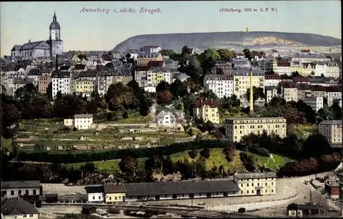 Ak Annaberg Buchholz im Erzgebirge, Gesamtansicht mit Pöhlberg