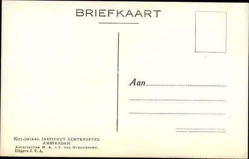 Ak Amsterdam Nordholland Niederlande, Koloniaal Instituut Achtergevel