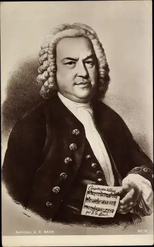 Künstler Ak Schlick, Komponist Johann Sebastian Bach, Portrait
