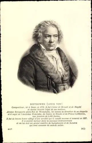 Ak Komponist Ludwig van Beethoven, Portrait