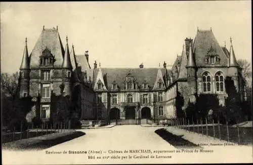 Ak Sissonne Aisne, Château de Marchais