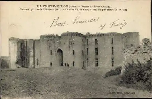 Ak La Ferté Milon Aisne, Ruinen des alten Schlosses